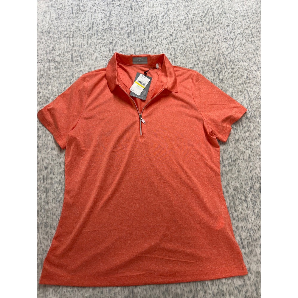 Callaway Womens‎ Opti-Dri Quarter Zip Golf Polo Shirt Firelight Heather Orange M